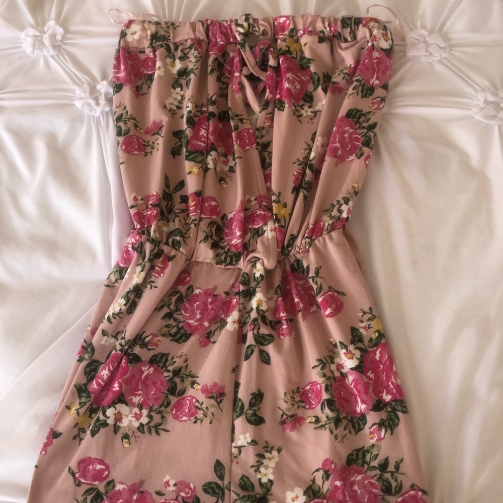 Pink floral romper